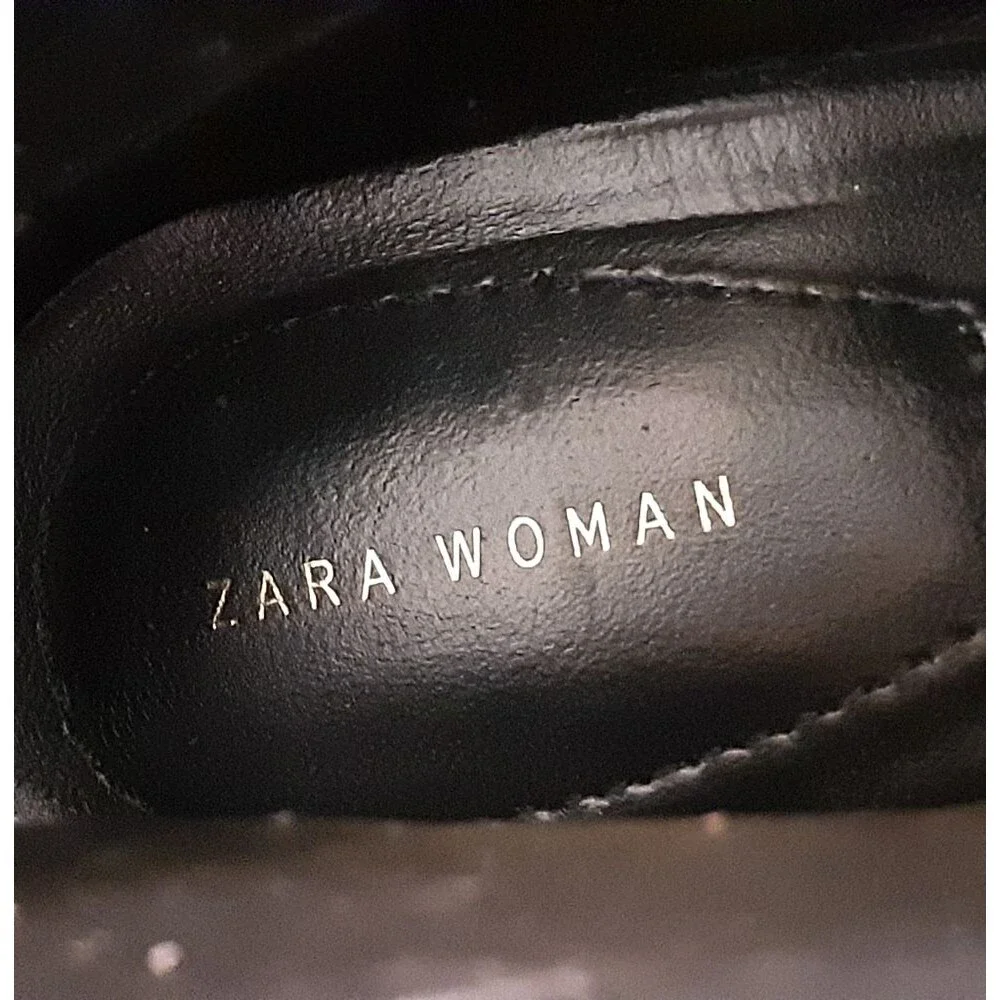 ZARA Women Black Suede Quilted Leather Ankle Boots Sz 8 (39)